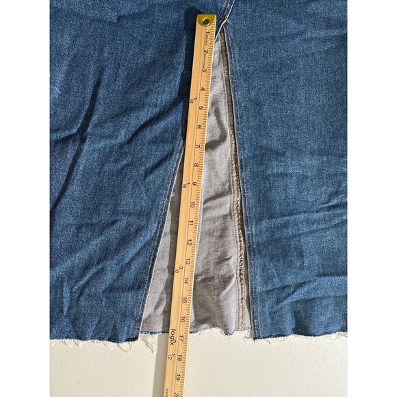 Levi Strauss Denim Maxi Skirt Women's Distressed Slit Mid Rise Comfort Stretch - Picture 7 of 10